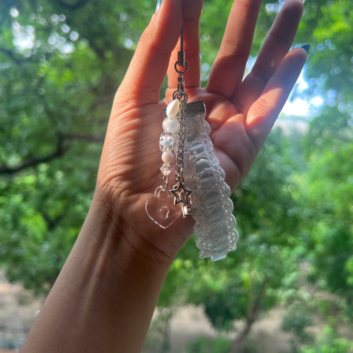 Crystal Lace Heart & Star Phone Charm