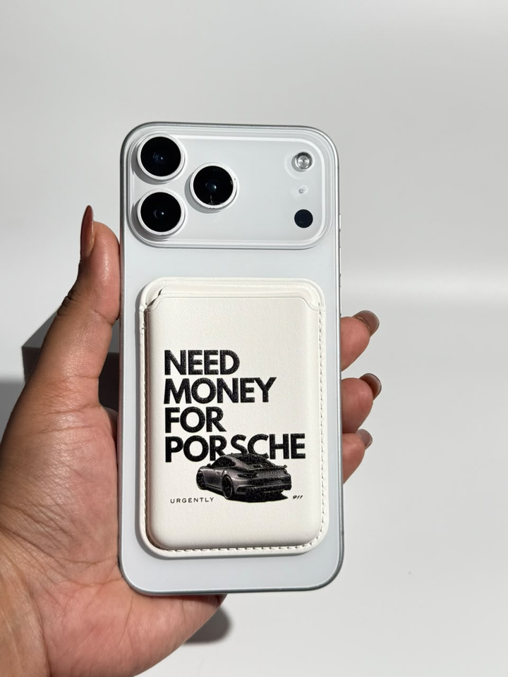 Car Dreams white luxury car MagSafe wallet on iPhone