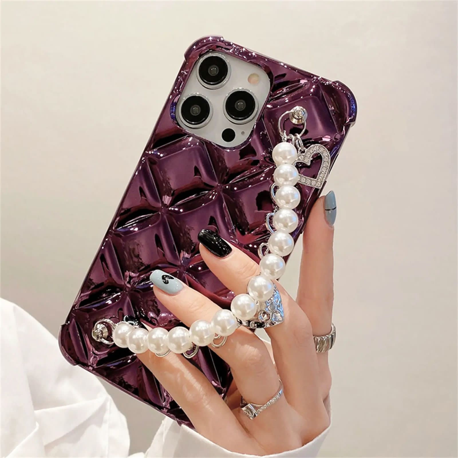 LMEIL Luxury Fashion Pearl Bracelet Chain Transparent Phone Case for iPhone  12 13 14 Pro MAX 8 7 Plus X XS XR 11 Pro Max Cover A for iPhone 13 Mini :  Amazon.in: Electronics
