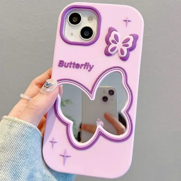Purple Butterfly Mirror Case