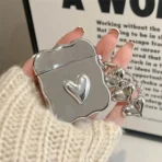 Electroplated Silver Heart Airpods Case