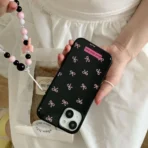 Black Pink Bow Case With Charm