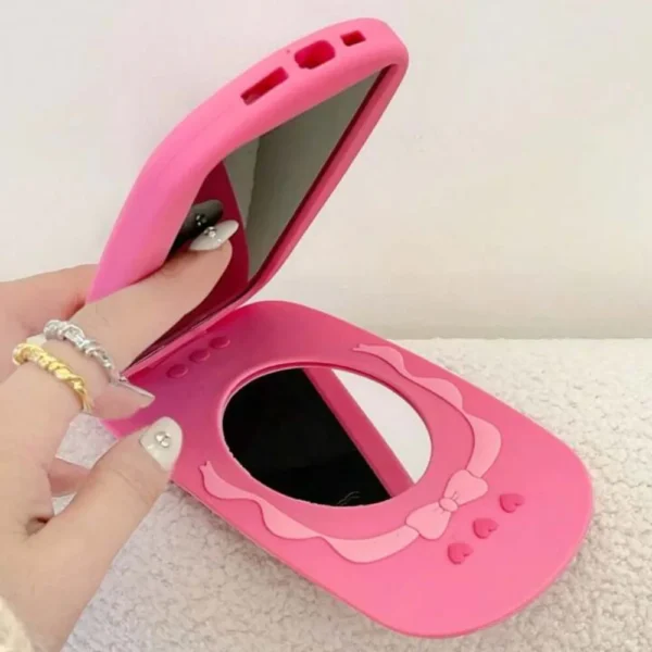 Flap Phone Mirror Case (Neon Pink)