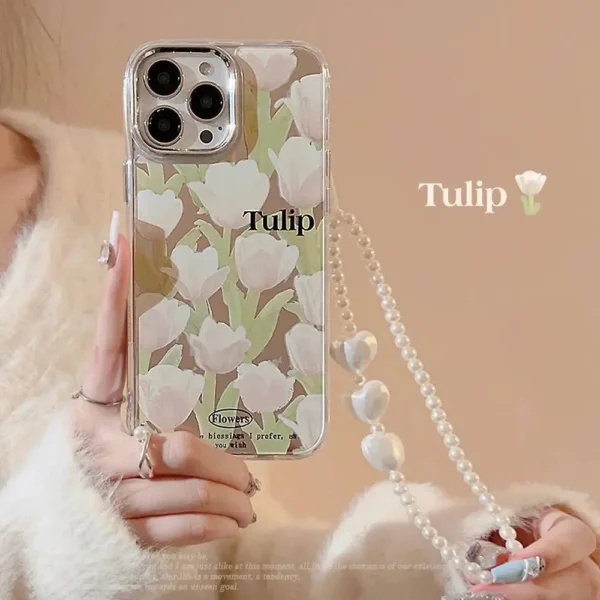 Tulip Mirror Case With Pendant Charm