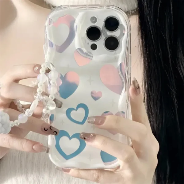 Heart Holographic Case With Pendant Charm