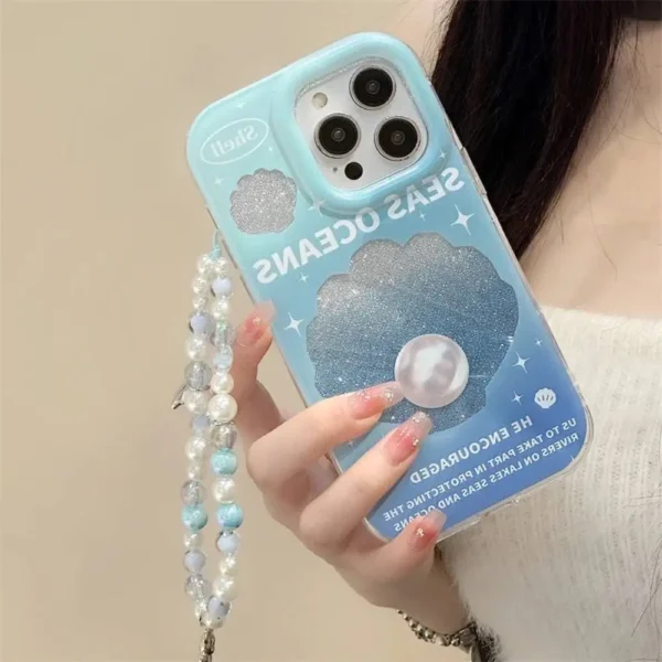 Sea Ocean Shimmer Case With Pendant Charm