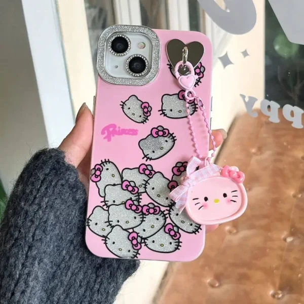 Kitty Case With Shimmer Camera Chrome With Hanging Charm