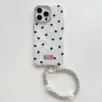 White Marble Heart Case With Pendant Charm