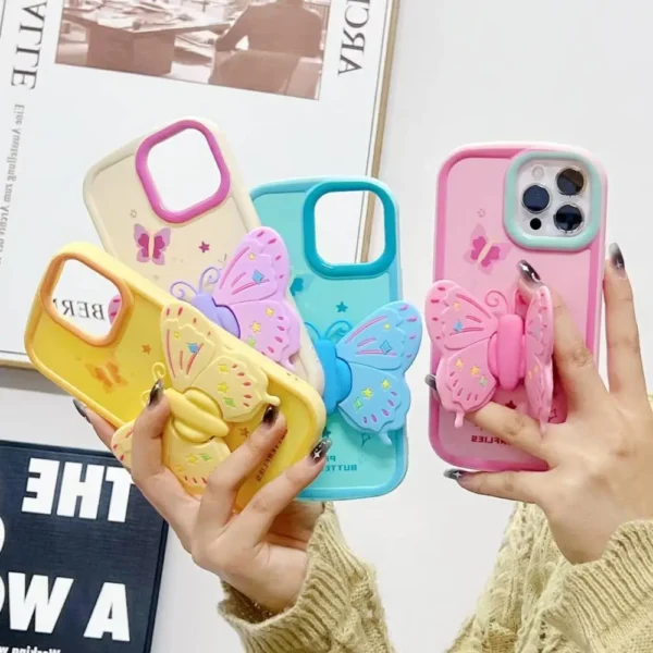 Pastel Butterfly Case With Stand Pop Socket