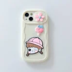 Cute Girl Pink Hat With Camera Slider Case