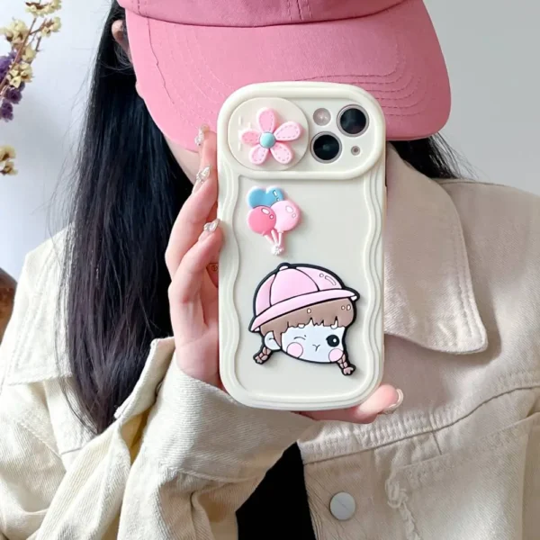 Cute Girl Pink Hat With Camera Slider Case