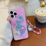 Pink Kitty Dragon Case With Cute Pendant Charm