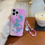 Pink Kitty Dragon Case With Cute Pendant Charm