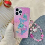 Pink Kitty Dragon Case With Cute Pendant Charm