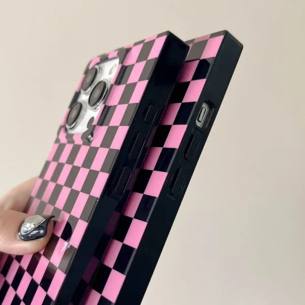 Rectangular 3D Pink And Black Square Shape Case