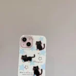 Black Pussy Cat Sprinkle Glitter Case