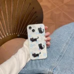 Black Pussy Cat Sprinkle Glitter Case