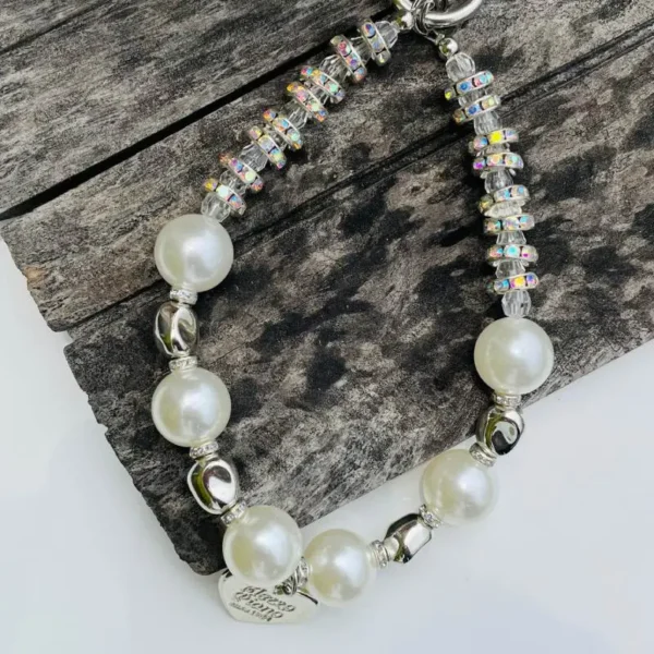 Iridescent Elegance Pearl and Crystal Pendant Charm