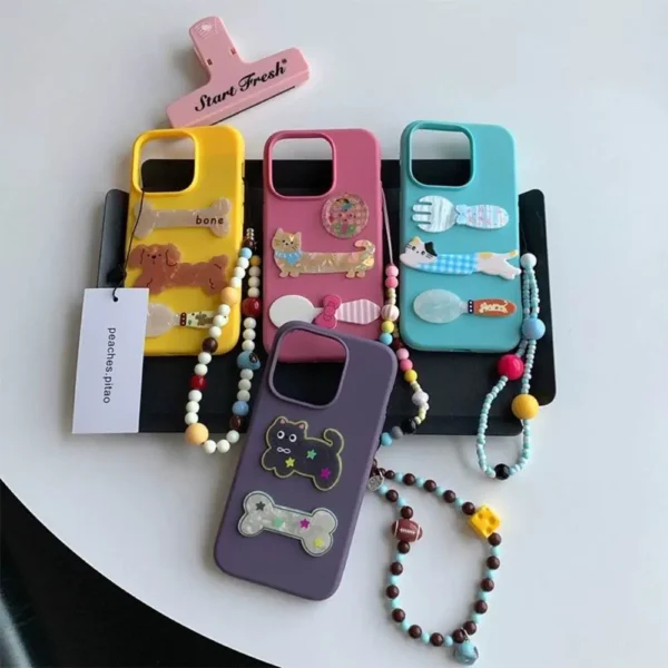 Puppy Pals Phone Case With Cute Pendant Charm