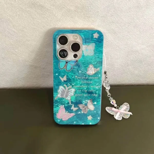 Butterfly Dreams Teal Phone Case with Charm