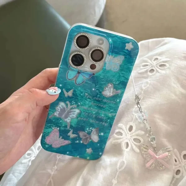 Butterfly Dreams Teal Phone Case with Charm