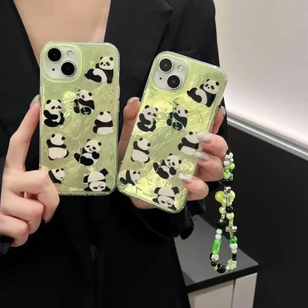 Panda Parade Phone Case With Cute Pendant Charm