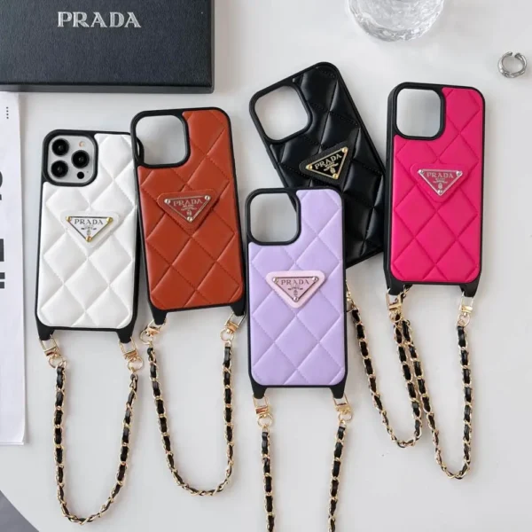 Quilted Elegance Phone Case Collection with Long Chain