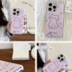 Pink Meow Cat Card Holder Case with Charm