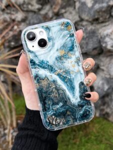 1pc Painted Marble Pattern Printed Airbag Phone Case Compatible With Iphone