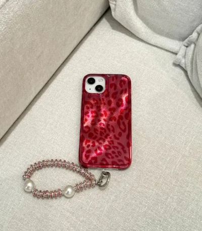 Ruby Luxe Leopard Case with Pendant Charm