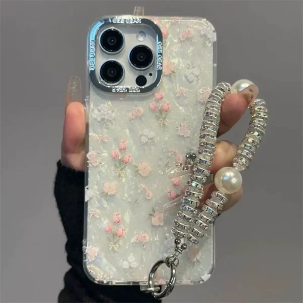 Floral Elegance Case with Pendant Charm