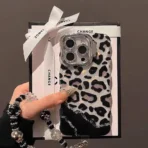 Luxe Leopard Glow Case with Charm and Phone Stand