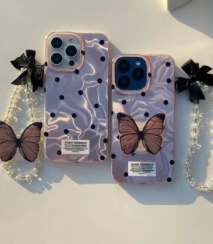 Polka Dot Bliss Case with Both Pop Socket and Charm