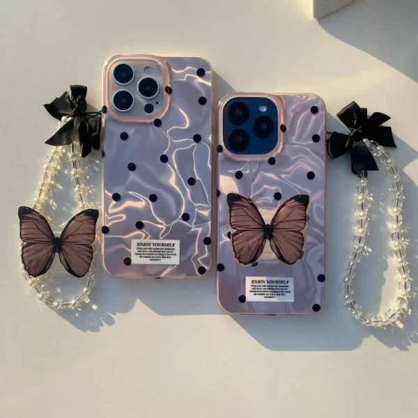 Polka Dot Bliss Case with Both Pop Socket and Charm