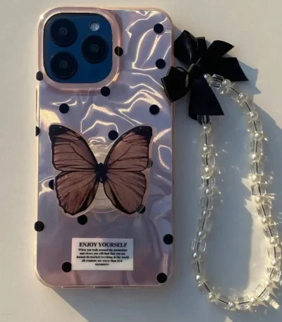 Polka Dot Bliss Case with Both Pop Socket and Charm