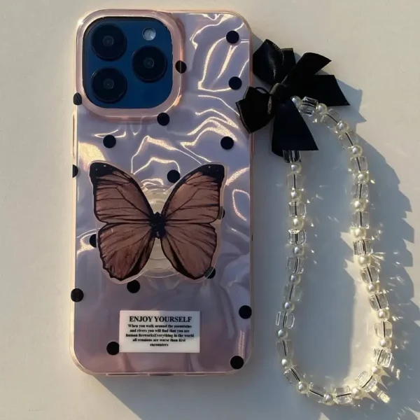 Polka Dot Bliss Case with Both Pop Socket and Charm