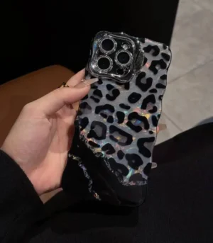 Luxe Leopard Glow Case with Charm and Phone Stand