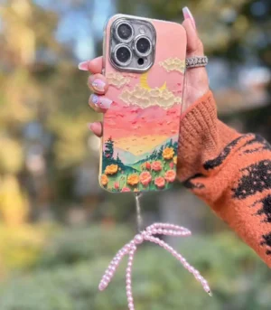 Sunset Bloom 3D Aesthetic case with bow charm