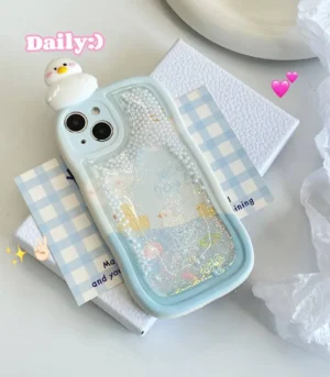 Cute Duck Liquid Glitter Phone Case