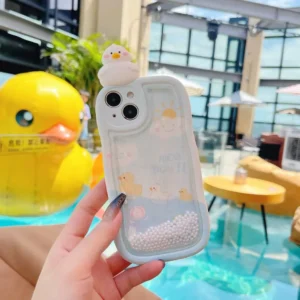 Cute Duck Liquid Glitter Phone Case