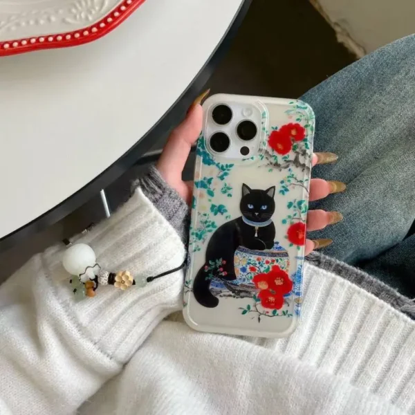 Japanese Cat Sakura Dream Phone Case with Unique Charm