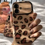 Fierce & Fluffy Leopard Case with Fuzzy Heart Strap