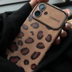 Fierce & Fluffy Leopard Case with Fuzzy Heart Strap