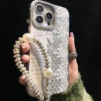 Timeless Lace Design Phone Cover with Charm