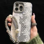 Timeless Lace Design Phone Cover with Charm