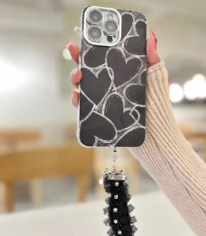 Midnight Hearts Phone Case with Unique Charm