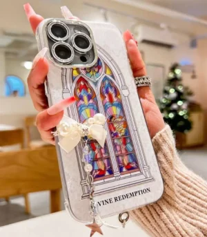 Cathedral Window Elegance Phone Case with Charm