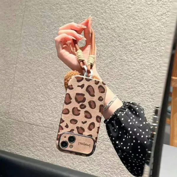 Fierce & Fluffy Leopard Case with Fuzzy Heart Strap