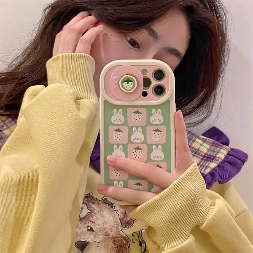 Pastel Floral & Bunny Grid Camera Slider Case