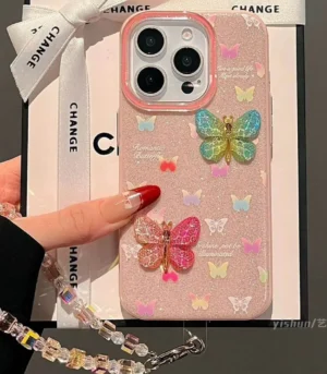 Luxe 3D Crystal Butterfly Case with Beaded Charm